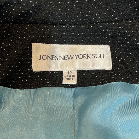 Jones New York Suit black with small dots of turquoise size 12 - Picture 9 of 13